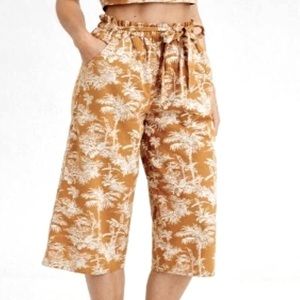 AMERICAN EAGLE | YELLOW PAPER BAG TROPICAL WIDE LEG TROUSER PANTS SZ XS